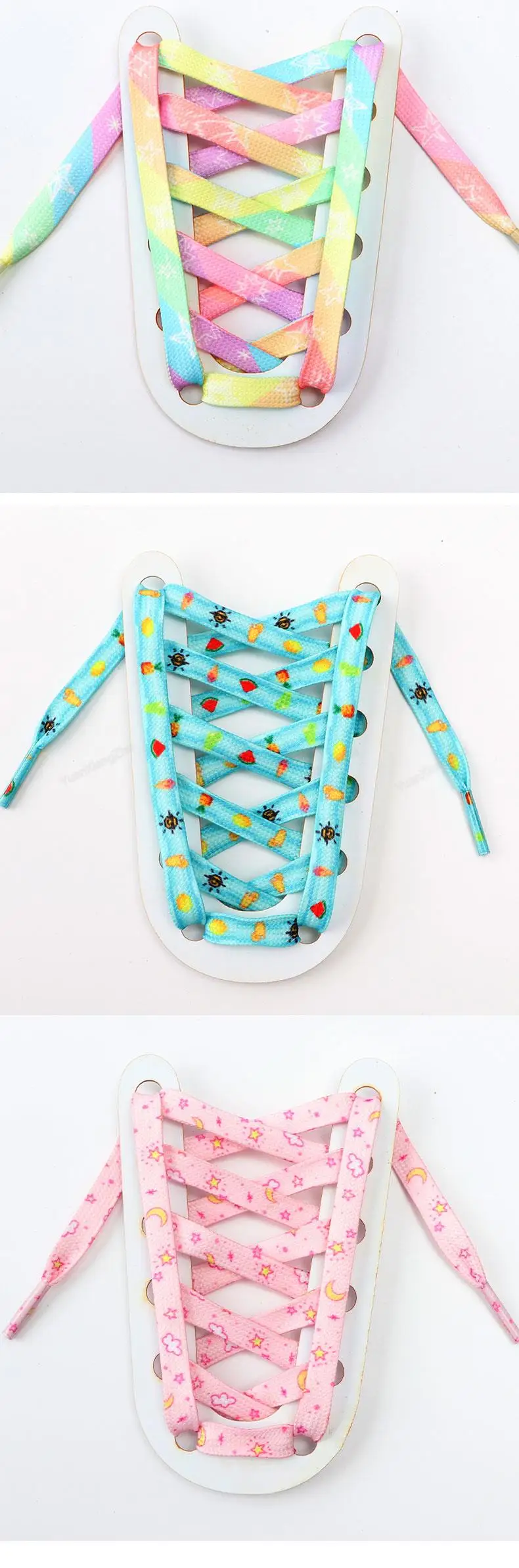 New Print Shoelaces for Sneakers Quality Fabric Flat Shoe laces Fashion Girl Laces for Shoes width 0.8cm 120/140/160CM