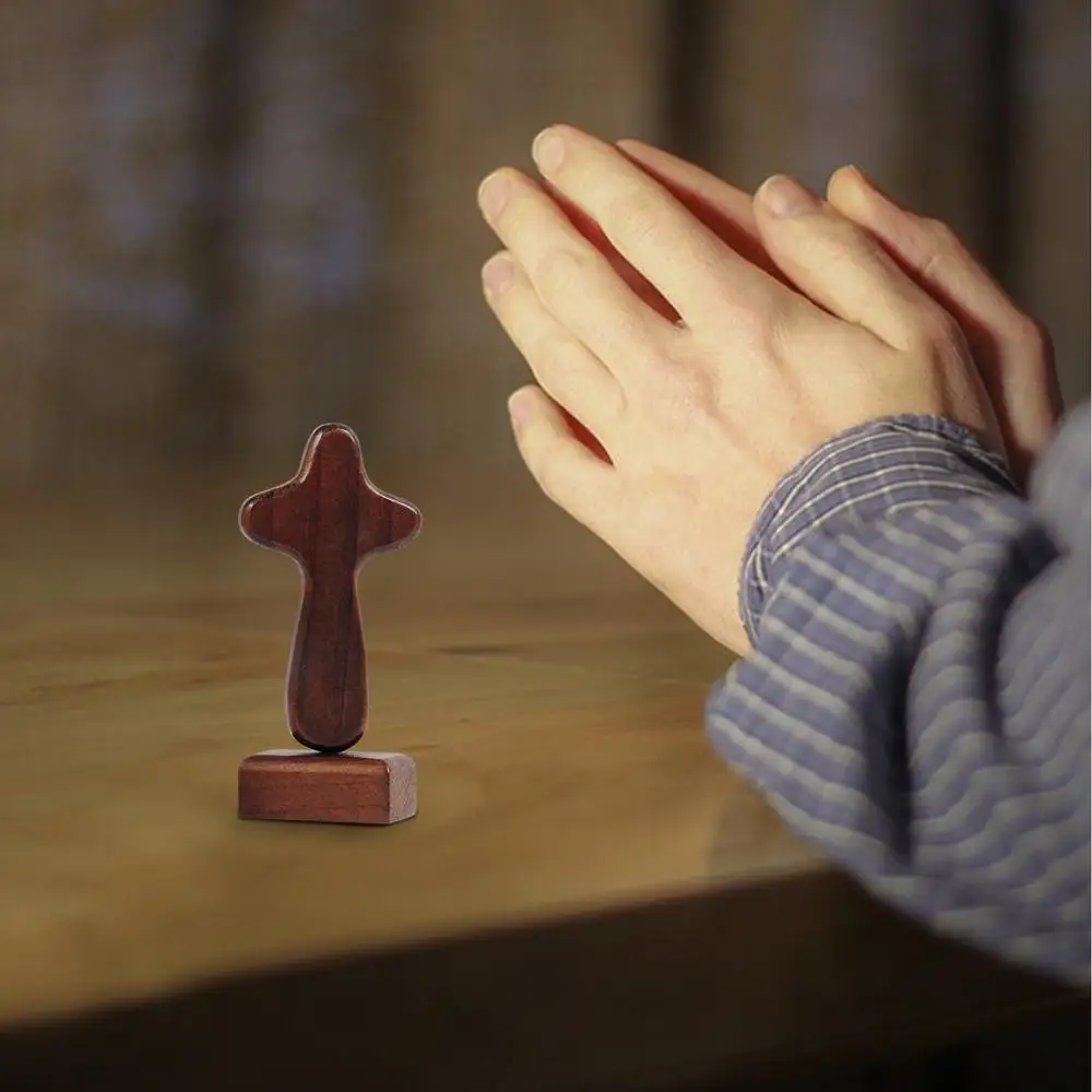 Description Picture 3 of itemTabletop Crosses Wooden Sculpture Decoration Wooden Christian Statue With Magnetic Base Church Home Shelf Tabletop Ornaments