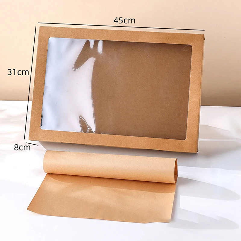 5Pcs Handmade Kraft Paper Gift Boxes With Transparent Window and Lid, Ideal for Sandwic... - SKU KPGB1112 - UGI Packaging