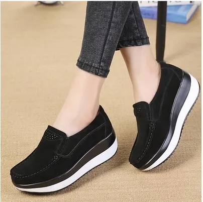 Women Flat Platform Loafers Ladies Elegant Suede Leather Moccasins Shoes Woman Slip On Moccasin Women's Blue Casual Shoes