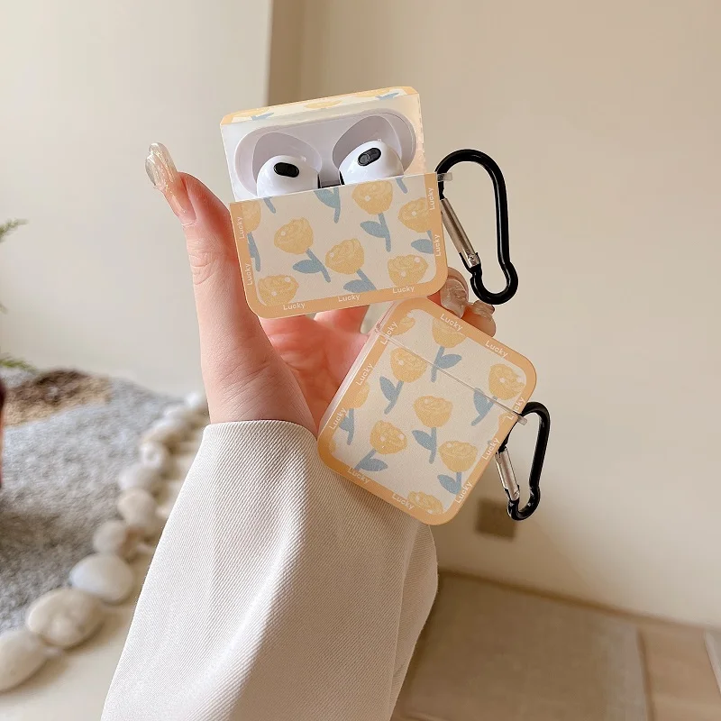 

Yellow Flower Earphone Case For Apple AirPods 3 Silicone Protective Cover For Air Pods Pro 2 1 Accessories Charging Box
