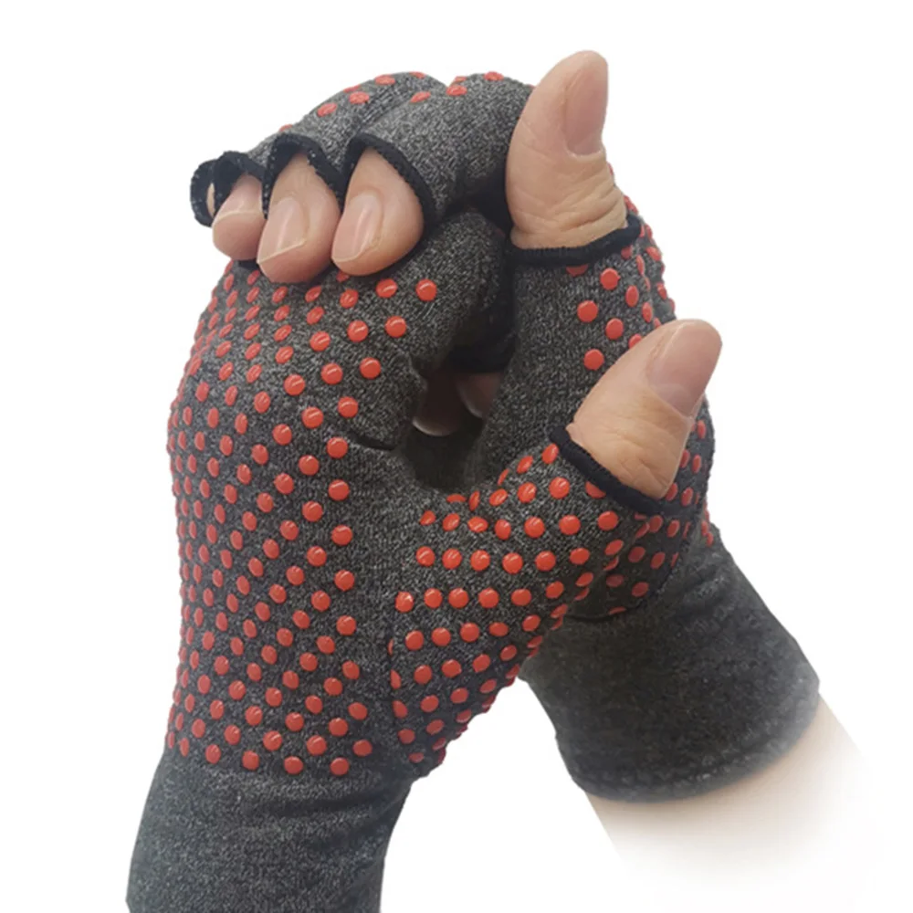 Guantes de compresión para artritis, sin dedos, dolor de túnel carpiano, pegamento antideslizante, punto para túnel carpiano, reumatoide/Tendón, 1 par