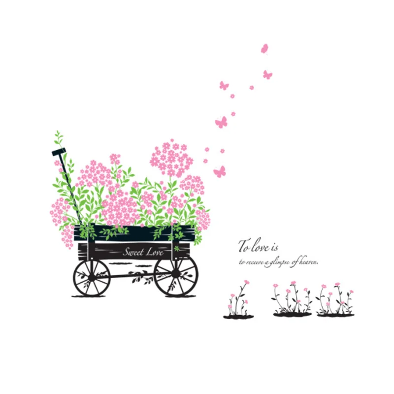 

Cart Flowers Removable PVC Wall Sticker Room Living Room Bedroom Beautification Decoration Moisture-proof Anti Fouling Sticker