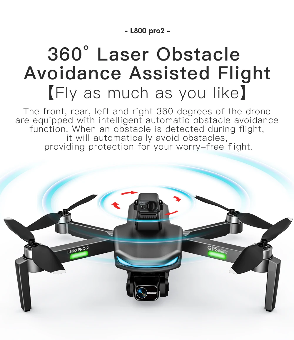 L800 Pro2 GPS Drone 8K Professional Obstacle Avoidance Dron HD Dual Camera 3-Axis Gimbal Brushless RC Quadcopter Drones Toys model helicopter