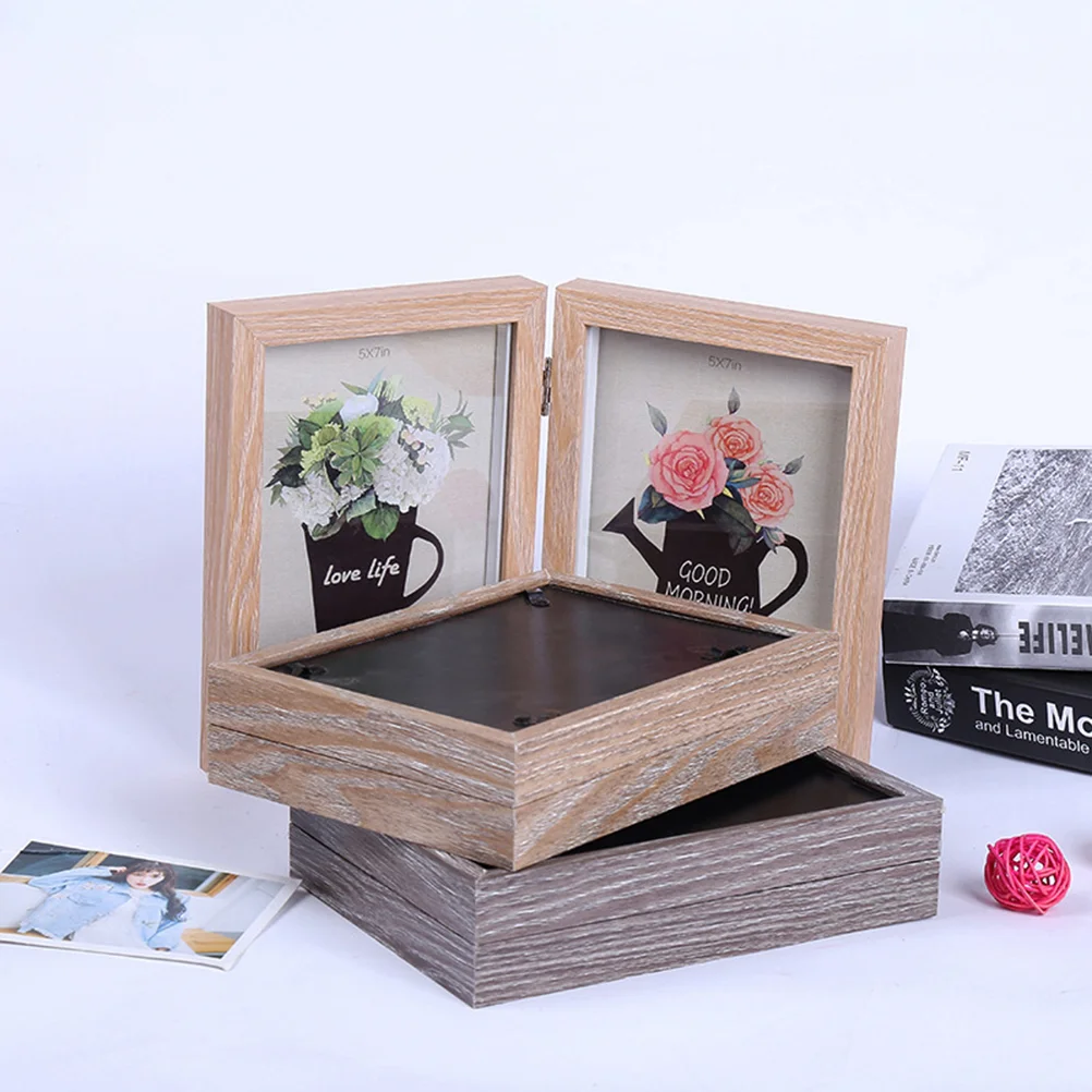 Cadre photo double en bois, cadres photo simples, document en bois d'origine, mode, 4x6 pouces
