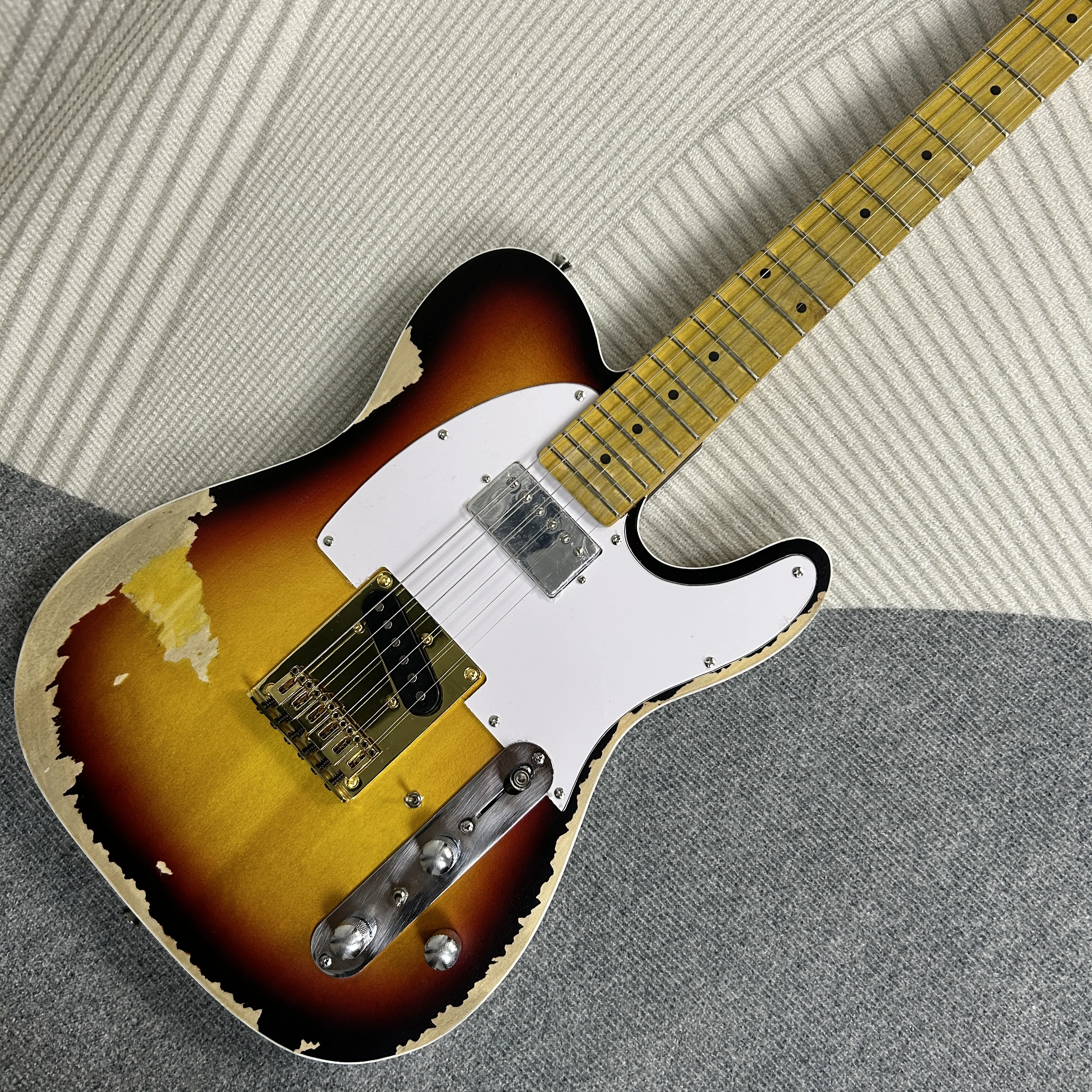 

Relic Tele электрическая гитара, корпус из липы, винтажный цвет Sunburst, кленовый гриф, 6-струнная гитара, скрипка, гитара, Bluetooth