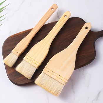 Wooden Cooking Oil Brushes Kitchen Brush Barbecue Oil Brush Multifunctional Long Handle Basting Brushes For Cakes Meat Desserts 1