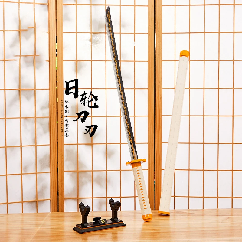 

Anime Character Agatsuma Zenitsu Handheld Weapon Nichirin Sword Bricks Toys Building Blocks Assembly Model Compatible With LEGO