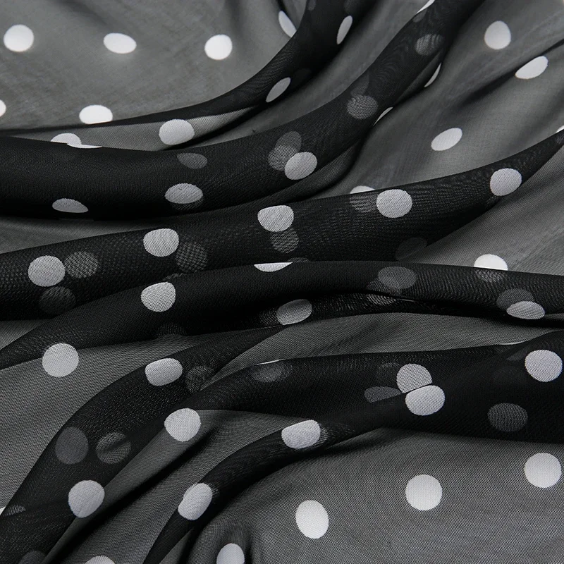 Retro Polka Dot Montage Chiffon Square Scarf Women Soft Hairband Neckerchief Hijab Lady Headband Foulard Bag Ribbons Kerchief 4