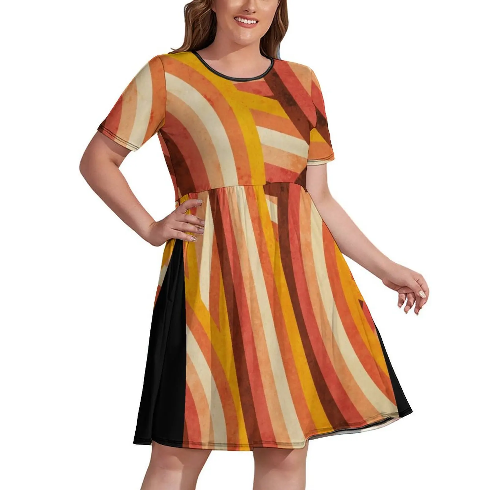 

Vintage Orange 70's Style Rainbow Stripes Dress birthday dress dresses for woman 2024