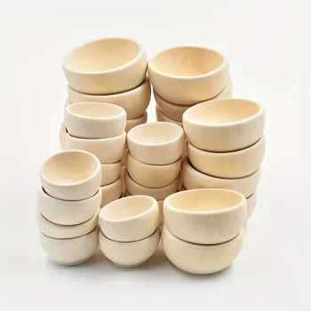 Bols en bois inachevés 57x30mm et 10 pièces 40x24mm, mini bols artisanaux pour la décoration de la maison, projets de peinture créatifs, 5 pièces