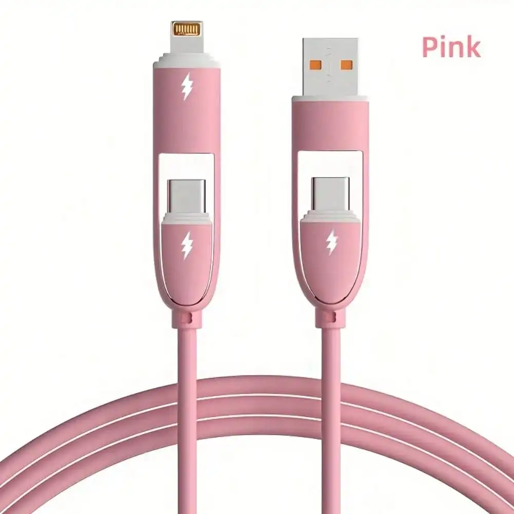 4-In-1 USB-C Multi-Functional Charging Cable, Fast Charging Up To 65W,Durable And Light Beige-Friendly Silicone Material 1