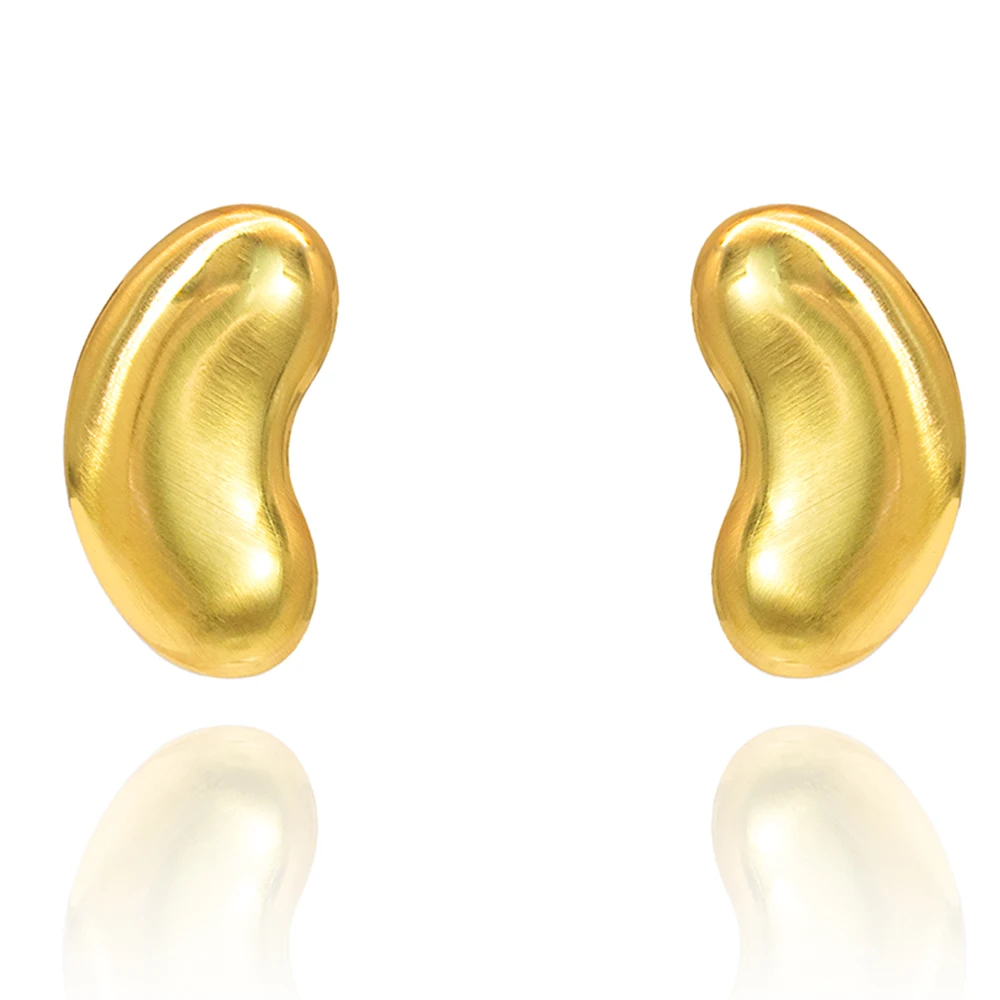 YTJX 18K Goldfarbene kleine Bohnen-Ohrringe, schicke Cartoon-Cashew-Nüsse-Form, Piercing-Ohrringe für Frauen, Geburtstagsparty, Schmuck, Geschenk – Detail 4