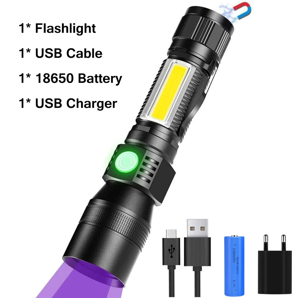 Multifunctional LED Flashlight UV Light/White Light/Red Light 7