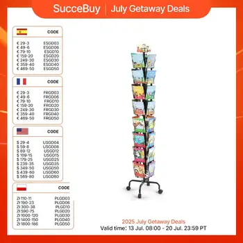 Espositore per biglietti d'auguri SucceBuy 32 tasche 360 ° Espositore per brochure con cartoline rotanti per esposizioni, uffici, negozi commerciali 1