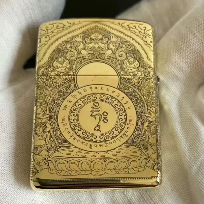 Accendino Zippo Collezione Antivento Buddha In Ottone Dorato In Scatola