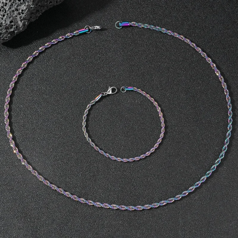 Jewelry Sets 2pcs Twist Chain Necklace Plus Bracelet