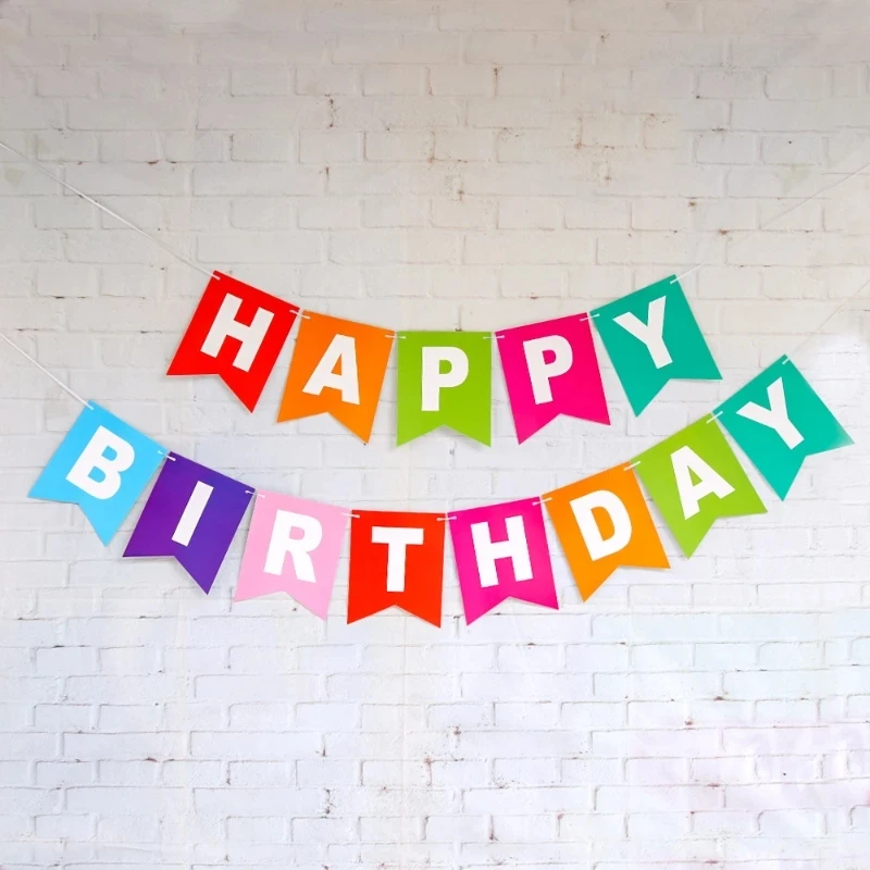 Large Happy Birthday Bunting Banner Pastel Hanging Letters Party Garland