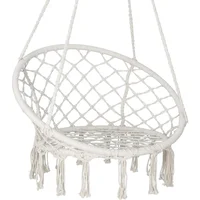 Hanging Chair Swing Chair with Tassels, Bohemian Style Cotton Rope Mesh Hammock Chair for Indoor & Outdoor 2