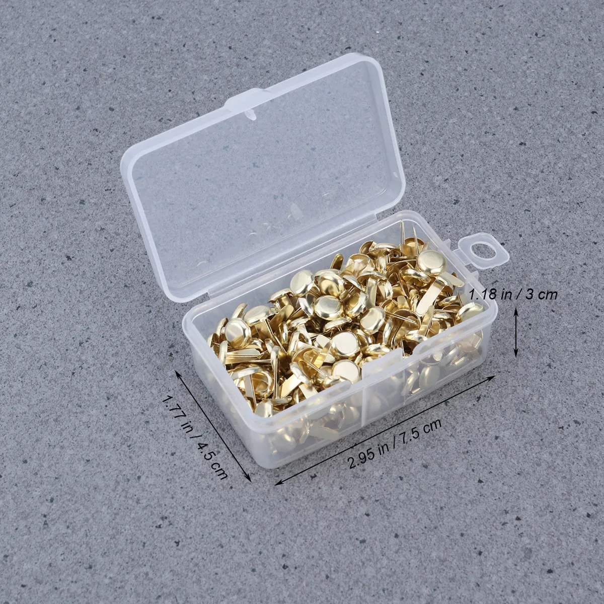 200Pcs 라운드 금속 종이 패스너 황동 도금 브래드 공예용 휴대용 상자 스크랩북킹 사무실 금속 종이 패스너