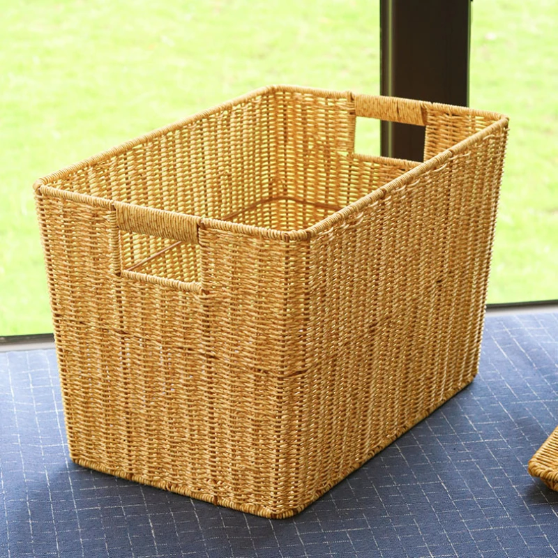 

HOOKI Official Handmade Imitation Rattan Storage Storage Basket Wholesale Organizing Storage Boxes Home Clothes Pp Rattan Sto