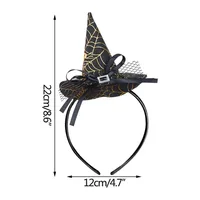 Halloween Witch Hat Tip Hat Hairbands Funny Pumpkin Party Bow Tie Hair Hoop Classic Spider Web Hair Band Kids Festival Headdress 6