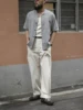 Bronson 1940s Collarless Short-Sleeve Shirt Prisoner Of War Stripes Work Shirt 3