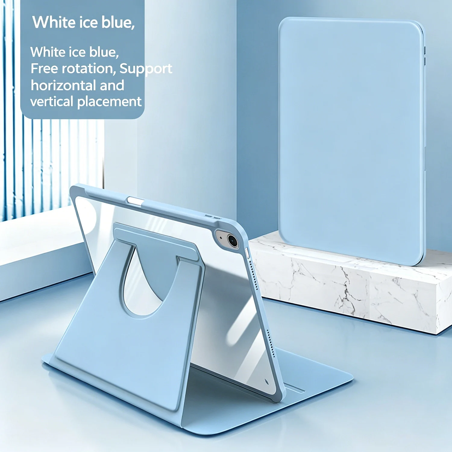 360° Rotating iPad Case with Pencil Holder and Stand Cover