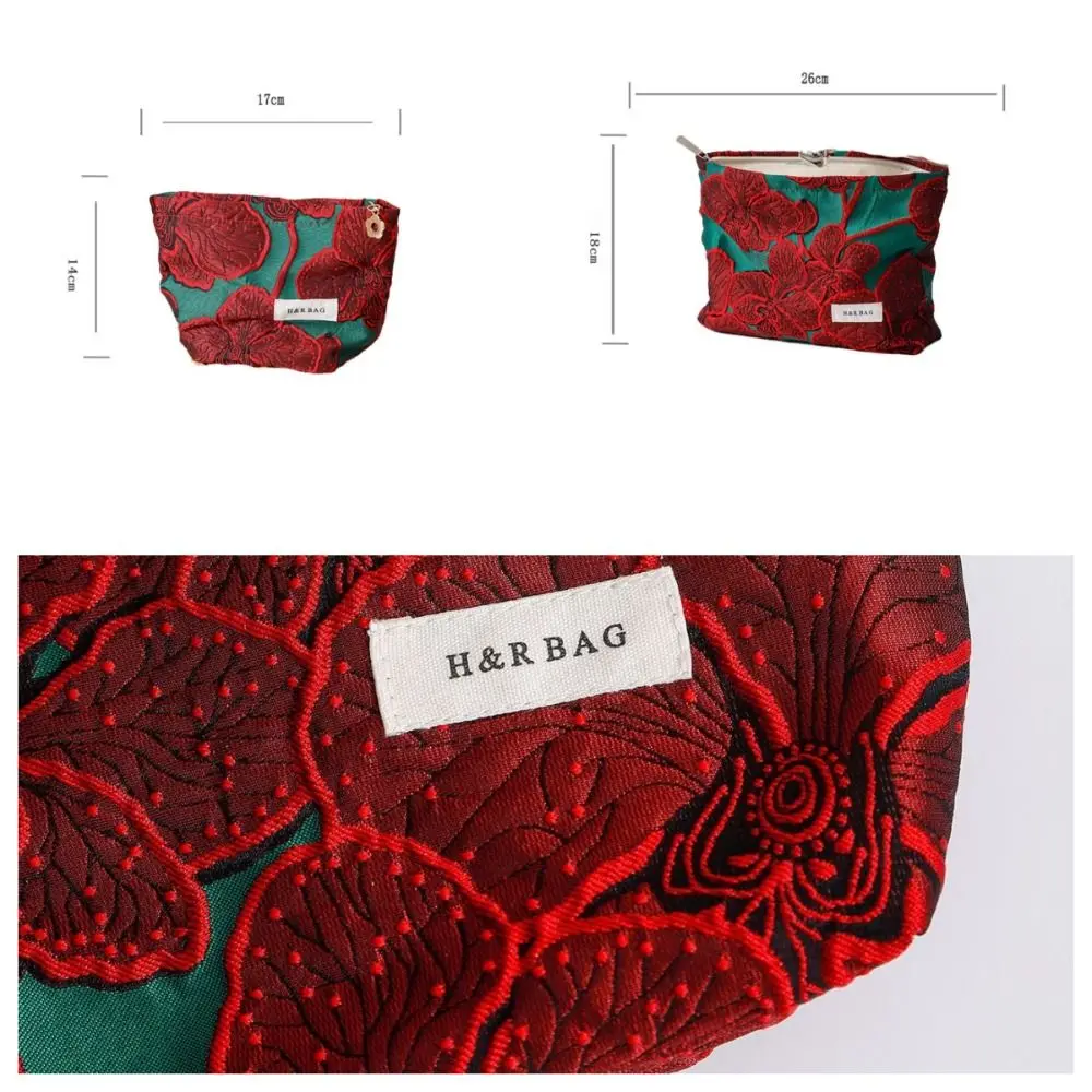 New Retro Chinese Red Makeup Bag Large Capacity Travel Sanitary Napkin Storage Bag Jewelry Handbag Portable Coin Key Bag