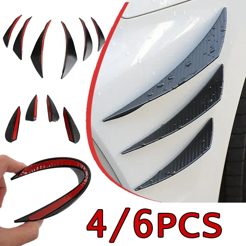 Auto Exterior Parts 4/6pcs Front Bumper Lip Decoration Diffuser Splitter Fins Body Spoiler Canard Auto Modified Canard