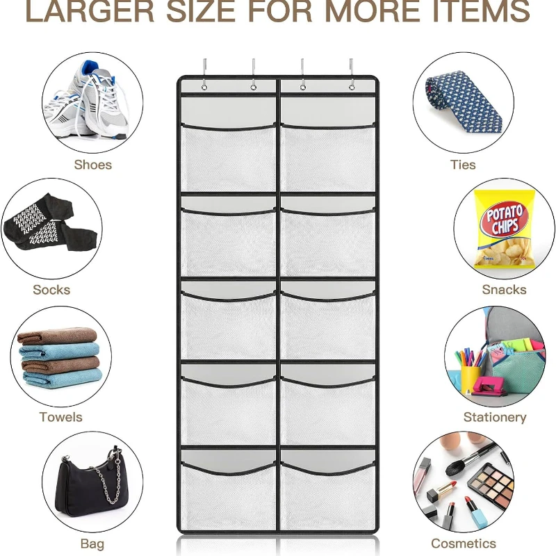 5/10 Grids Over The Door Storage Organizer Bag,Multi-layer Hanging Bags with Hook for Kids Toys Sundries,Fabric Closet Organiser 5