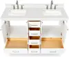61" White Double Bathroom Vanity with Sink, 1.5" Edge Pure White Quartz Countertop & Backsplash, Brushed Nickel 5