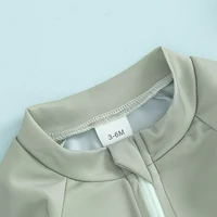 Long Sleeve Kids Boys Girls Swimwear Bikini Set Solid Color Front Zipper Toddler Swimsuit + Swim Shorts Infant Beach Wear 5