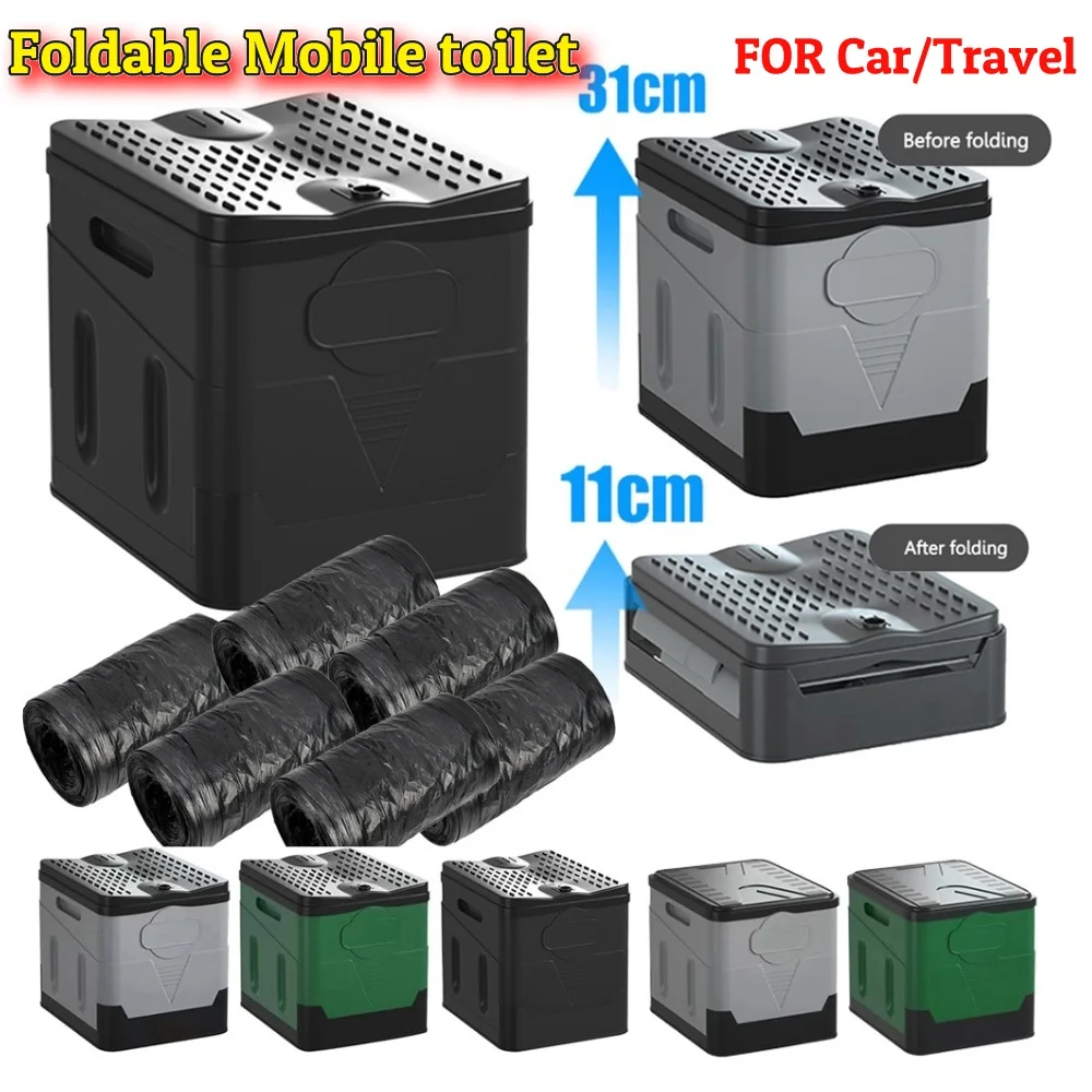 Portable Folding Toilet Travel Portable Car Emergency Toilet Outdoor Camping Potty Reusable for Picnic Car Travel