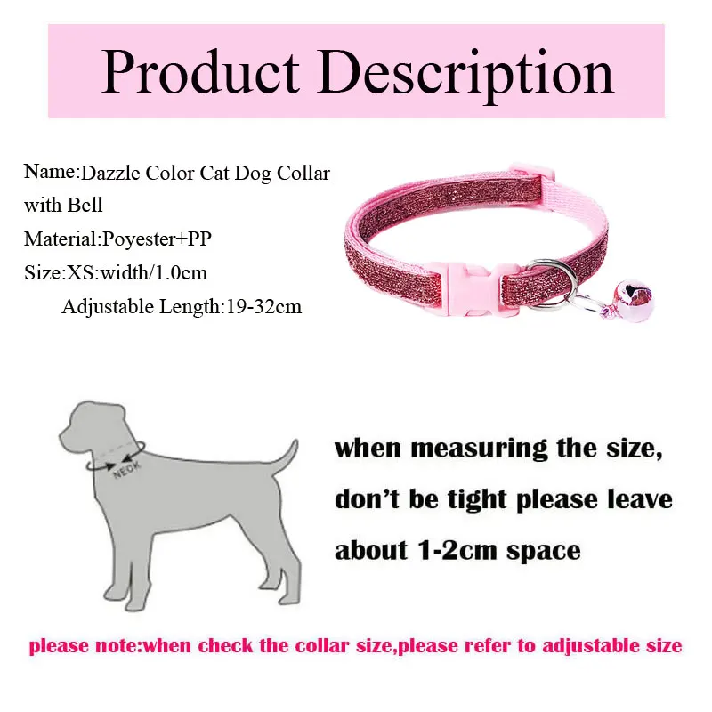 Sequin Pet Cat Collar With Bell Safety Buckle Small Dog Collar Adjustable Gato Necklace Puppy Kitten Collier Chain Quick Release 4
