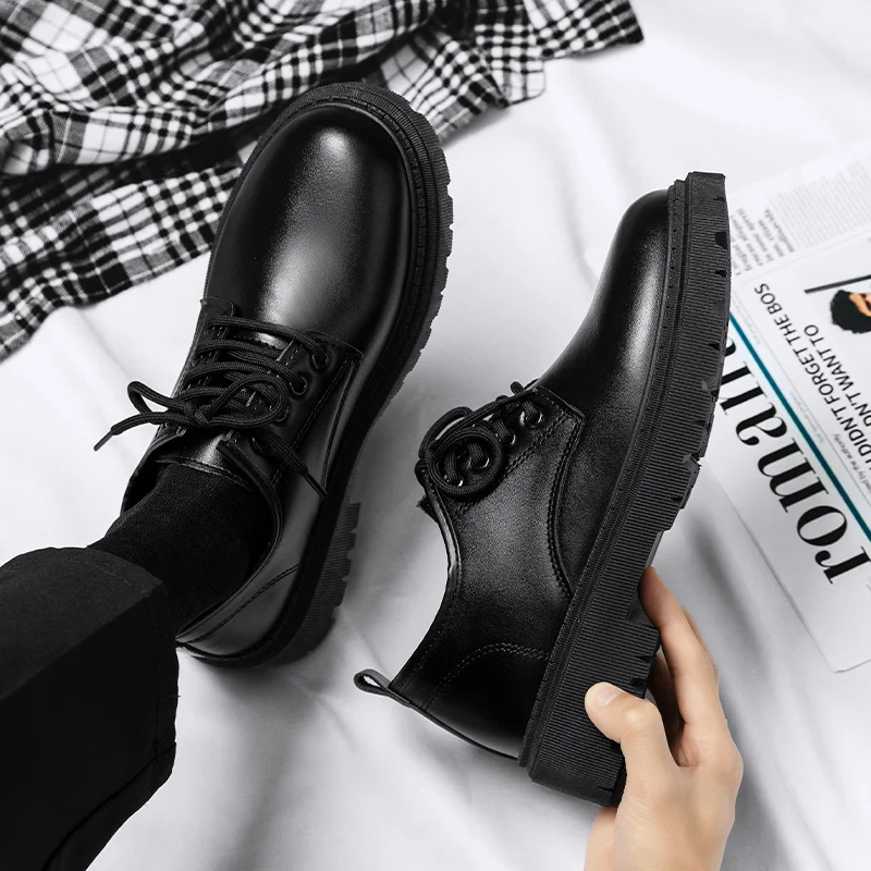 

Men's Shoes Spring Labor Protection Business Formal Wear Suit British Casual Leather Shoes Chef Work Waterproof Non-Slip Big Toe
