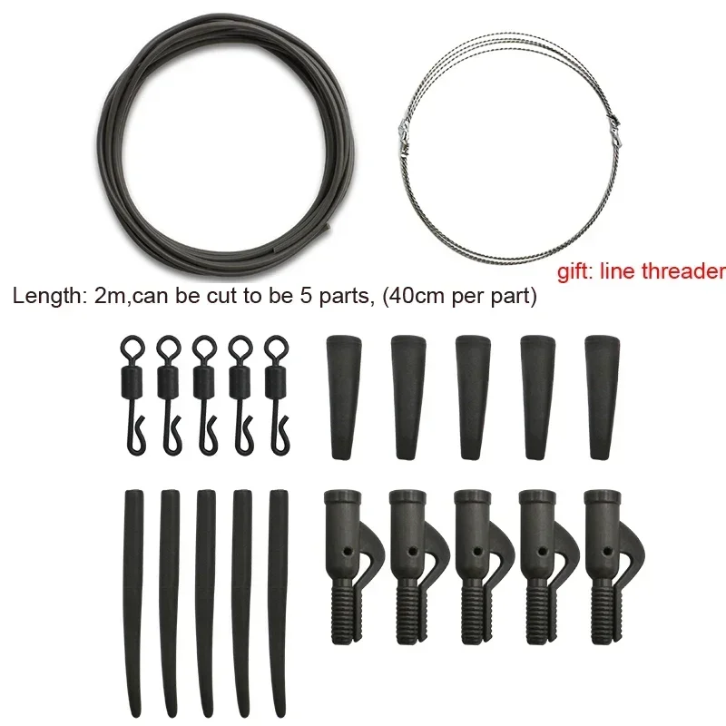 5 sets Carp Fishing Accessories Set Helicopter Rig Tubing Sleeves Tail Rubber Chod Rig Bead Chod Roling Swivel Clips Kit fishing accessories