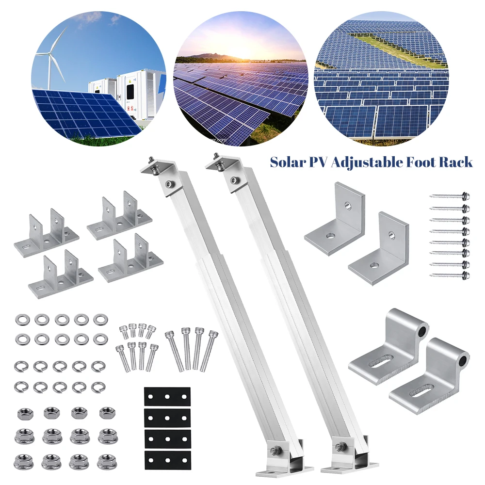 Solar Panel Racking RV Tilt 15-30 Degrees Solar Mount Brackets Roof Flat Surface Adjustable Thicken alloy material Foot Frame 1