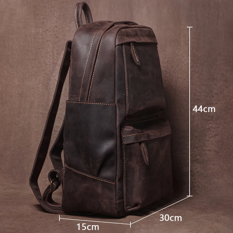 GURO High Quality Genuine Leather Backpack Men's Luxury Weekend Travel Bags Top Cowhide Vintage Schoolbag For 16 Inch Laptoptop
