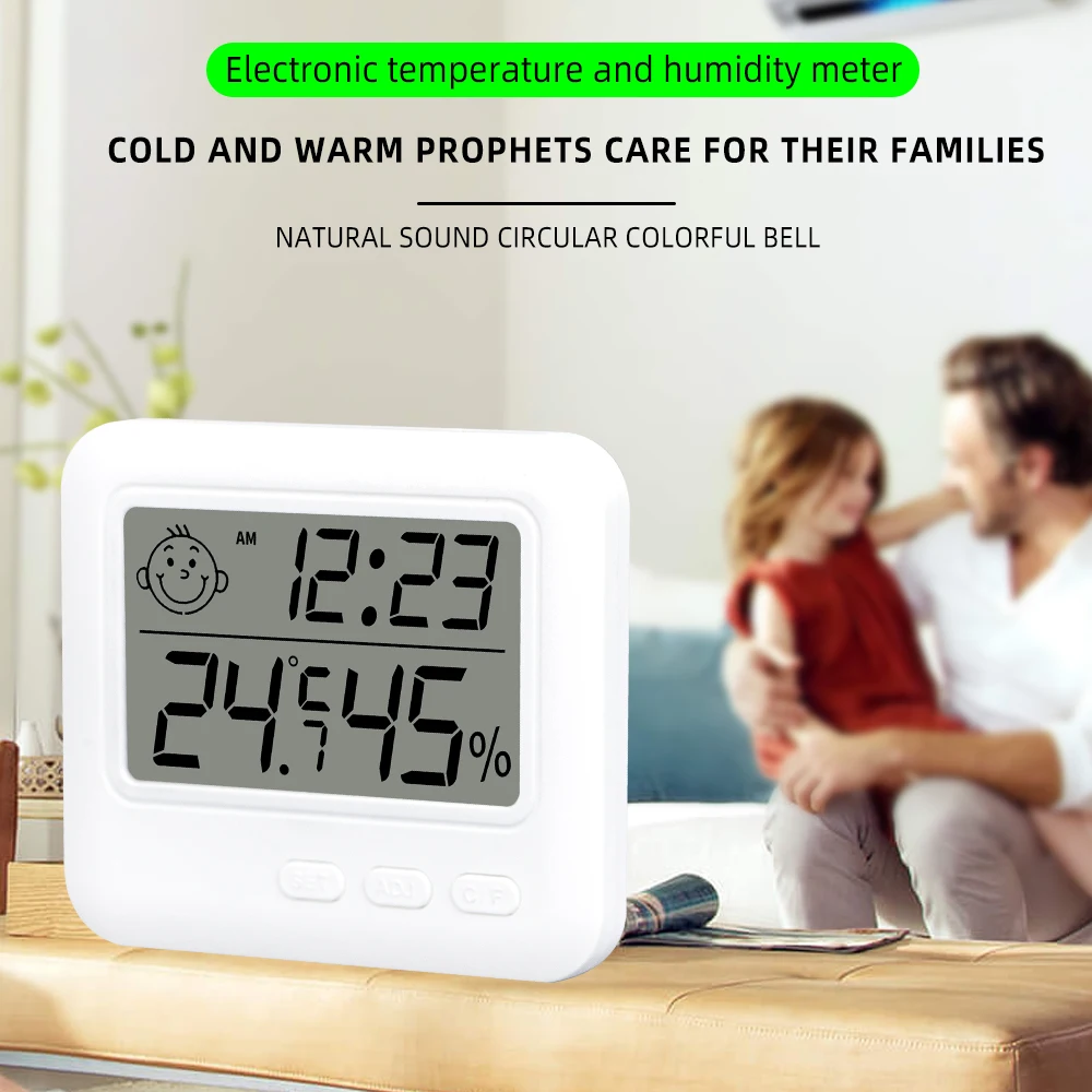 

Temperature and Humidity Sensor Gauge Indoor Household Weather Station LCD Digital Meter Thermometer Hygrometer Electronic Alarm