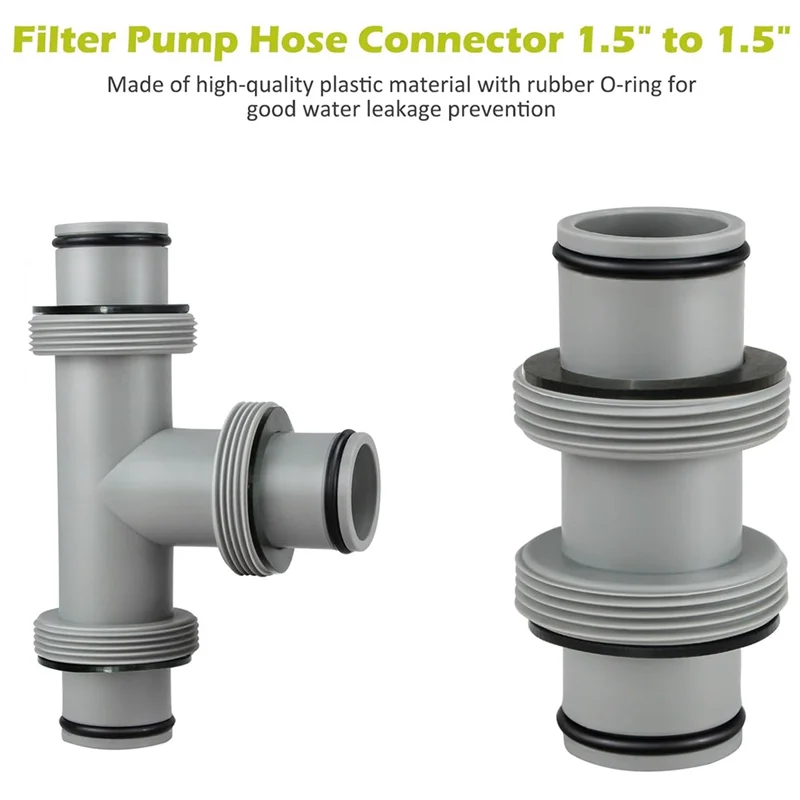 ABRU-2Pc 필터 펌프 호스 커넥터, 풀 호스 커넥터 1.5  1.5In 2 헤드 및 3 헤드 T 조인트 풀 호스 커넥터 커플링