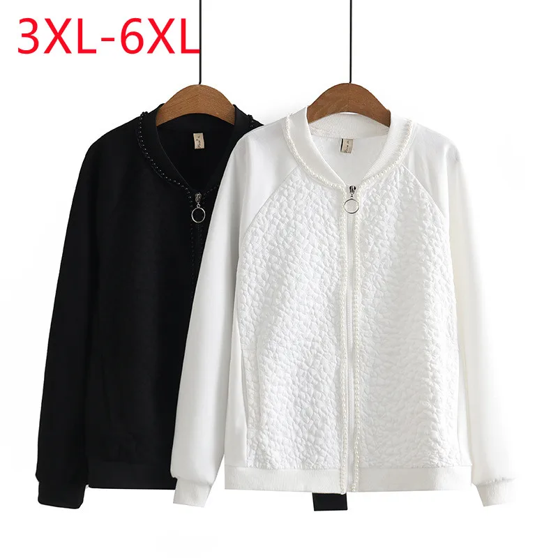 

New 2023 Ladies Spring Autumn Plus Size Tops For Women Large Size Long Sleeve V-neck White Coat 3XL 4X L5XL 6XL