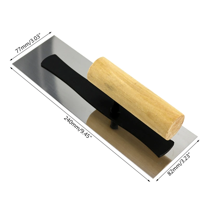 Stainless Steel Notch Tile Trowel Lightweight Hand Trowel Plastering Scrap Tools with Wooden Handle Construction
