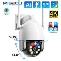 MISECU 4K/2K PTZ WiFi Camera Home Security Outdoor Waterproof IP Camera Wireless Surveillance CCTV Cam AI Tracking Support Onvif