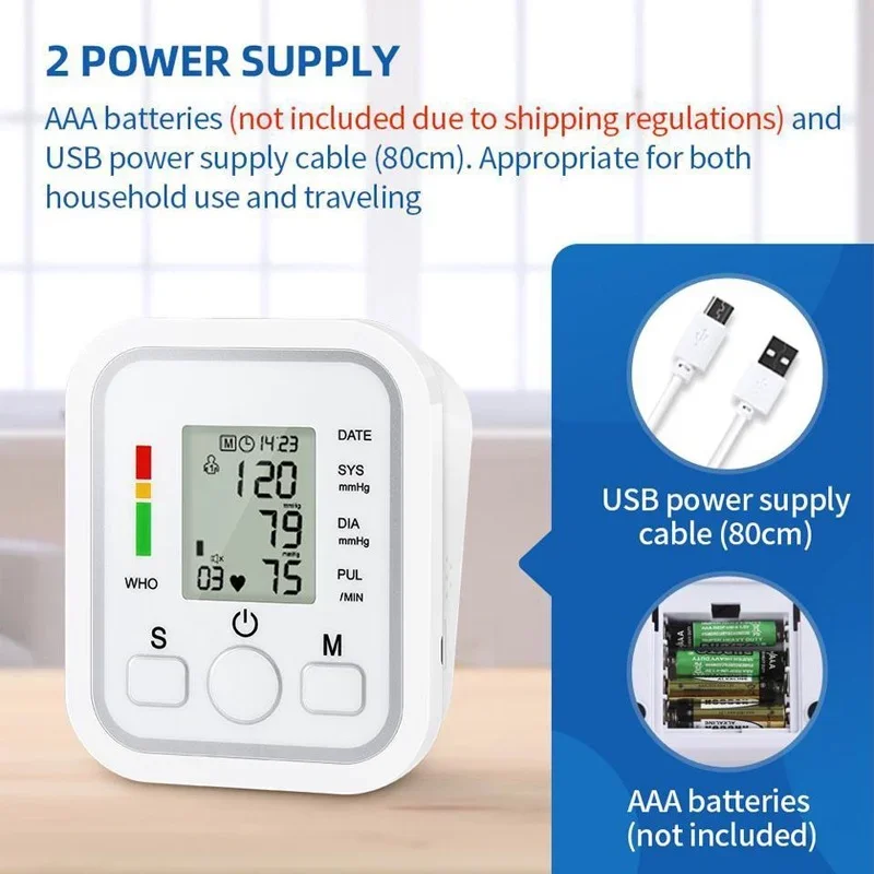 English Voice Digital Arm Blood Pressure Cuff Sensor Monitor BP Automatic Pressure Tonometer Tensiometer Heart Rate Pulse Meter 6