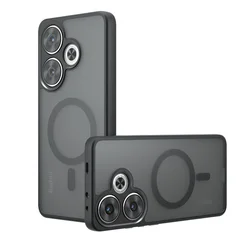Magsafe Shockproof Acrylic Magnetic Phone Case - Matte Hard Bumper Cover for POCO F7 Pro (Black)