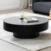 31" Round Black Coffee Table for Living Room, Mid Century Modern Coffees Tables with Sturdy Pedestal, Coffee Table 3