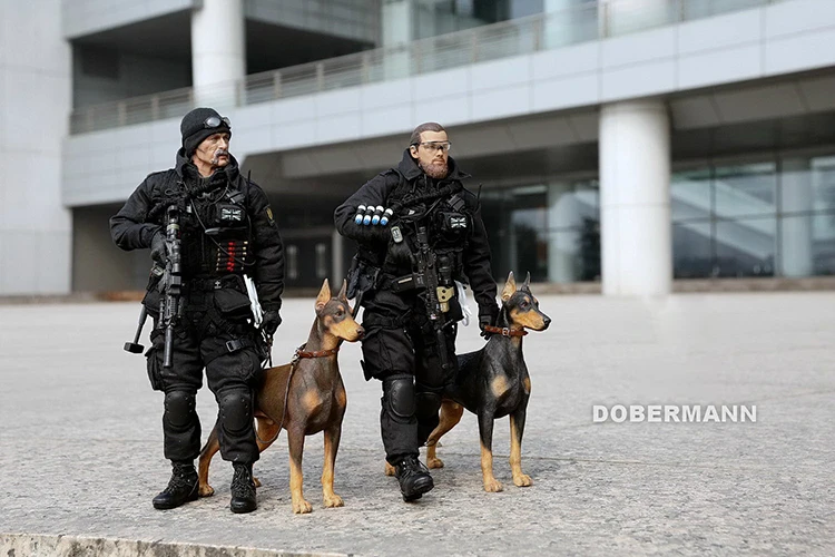 【ヴィンテージ加工✨レジン製】　コップドッグ　フィギュア オリジナル 犬 警察 Mr.Z 1/6 Scale Police Dog Pet Doberman Resin Simulation