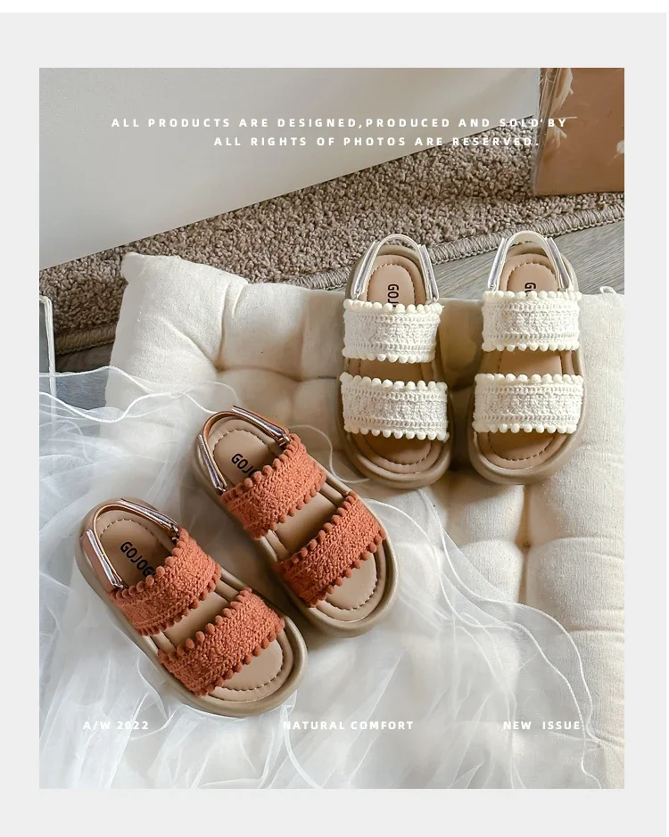 Kinder Mode Mädchen Sandalen 2025, neue weiche ethnische französische Wind offene Zehen coole atmungsaktive Prinzessin Schuhe Kinder vielseitige Plattform – Detail 2