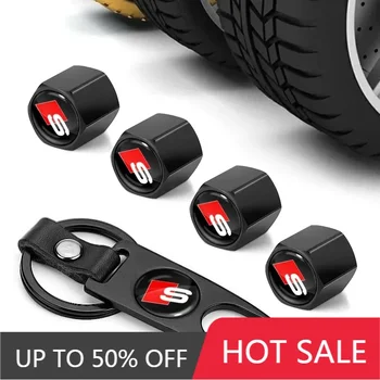 Portachiavi per auto con tappi valvola pneumatici e cappucci antipolvere con emblema per Audi 8P 8V 8L C6 C5 C7 4F A3 A4 A5 A6 A7 A8 TT Q3 Q5 Q7